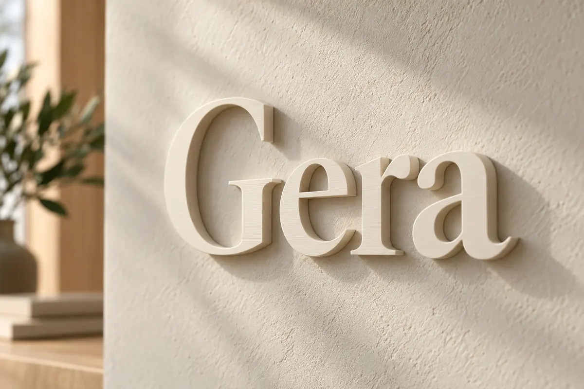 Detalhe das letras 3D em relevo com acabamento fosco na parede
